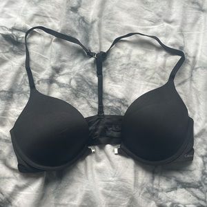 Calvin Klein front closure push-up bra with adjustable back strap hook placement